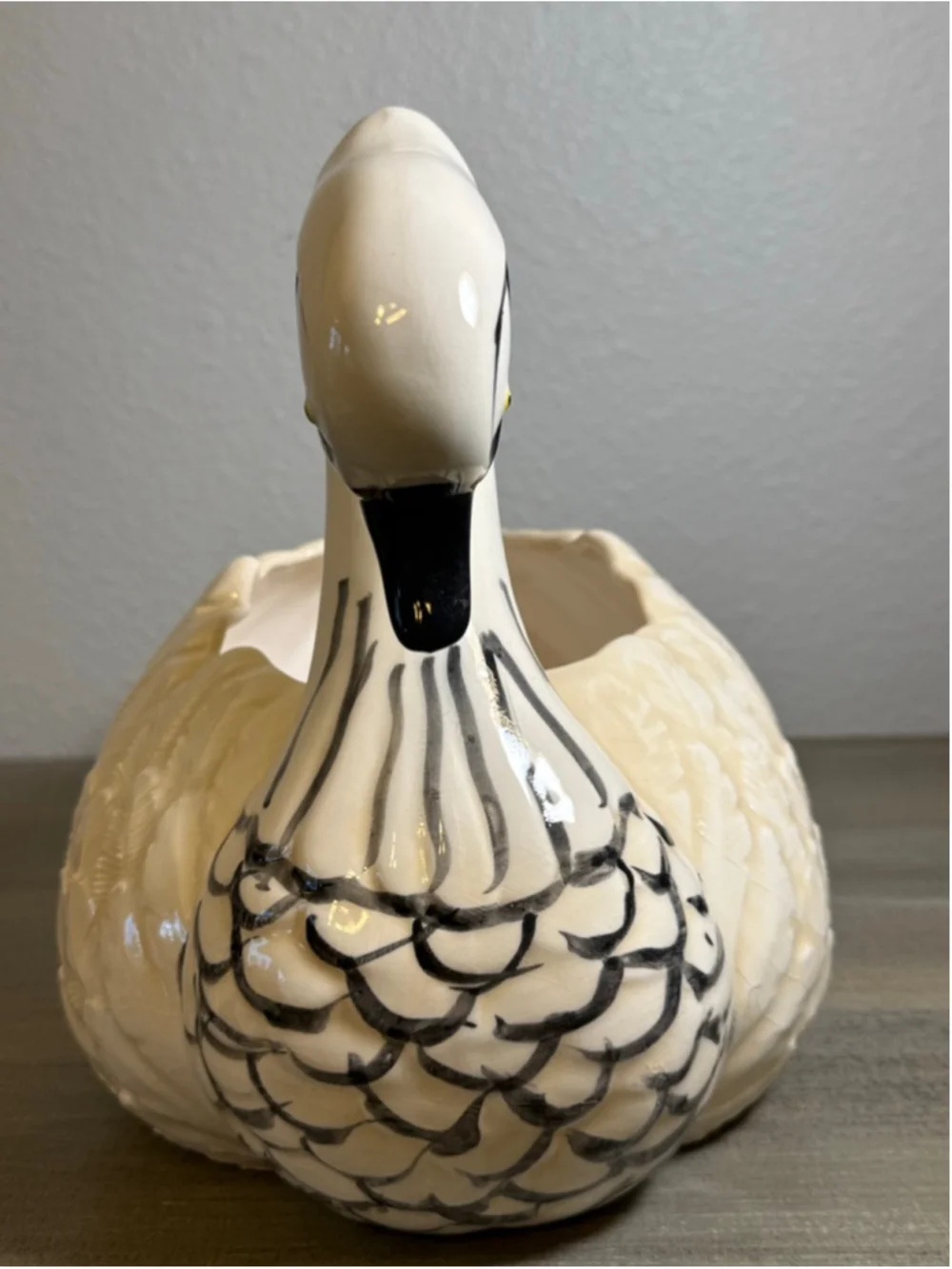 vintage ceramic swan planter trinket bowl